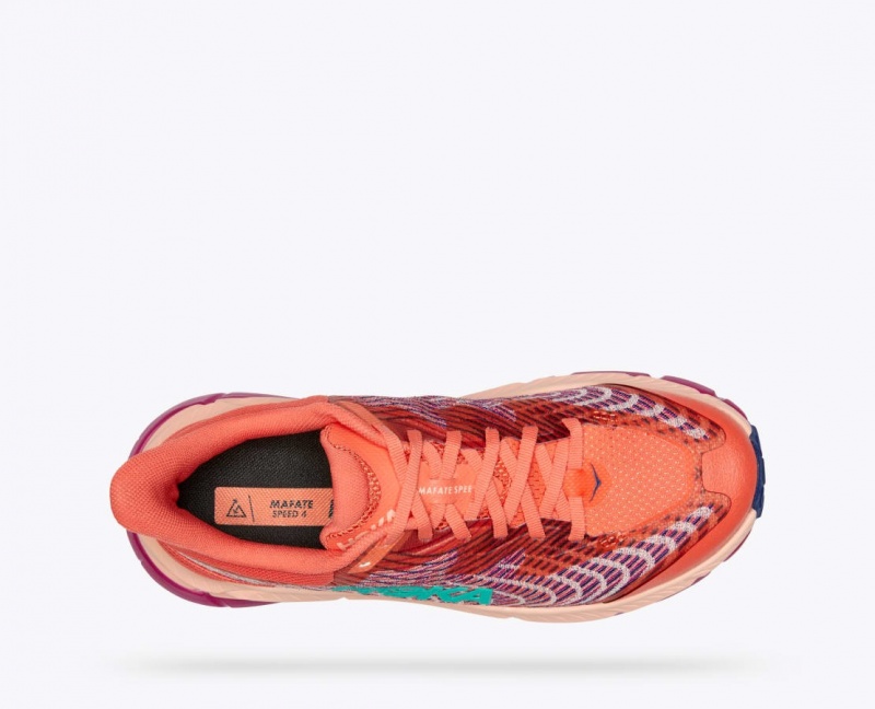 Chaussure Trail Running HOKA Mafate Speed 4 Femme Corail Rouge | 1798XJDZC