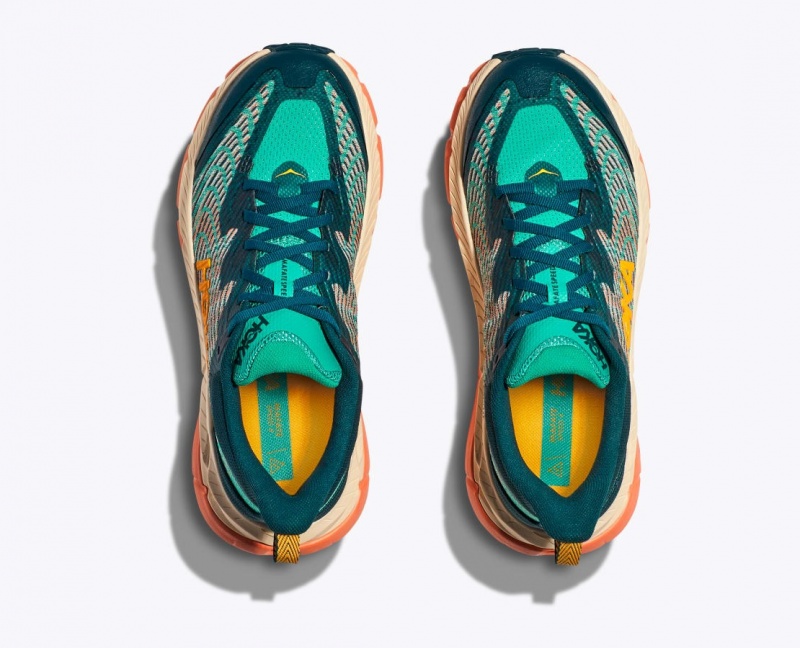 Chaussure Trail Running HOKA Mafate Speed 4 Femme Turquoise Foncé Orange | 9082FMPXB