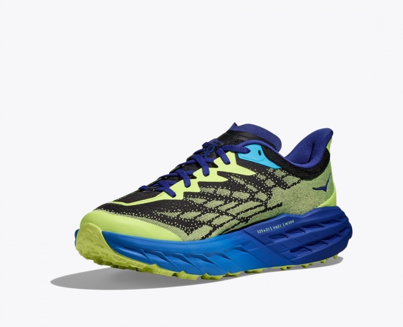 Chaussure Trail Running HOKA Speedgoat 5 Homme Vert Noir Bleu | 4962GZLHP