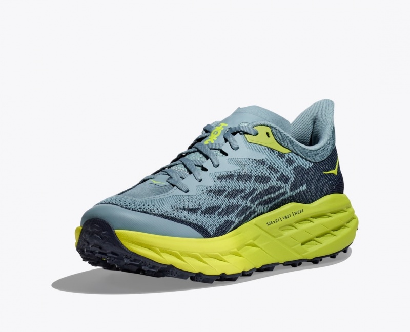 Chaussure Trail Running HOKA Speedgoat 5 Homme Bleu Vert Noir | 7412UBHLV