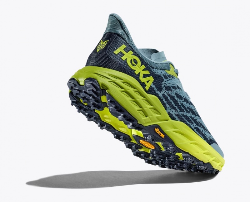 Chaussure Trail Running HOKA Speedgoat 5 Homme Bleu Vert Noir | 7412UBHLV