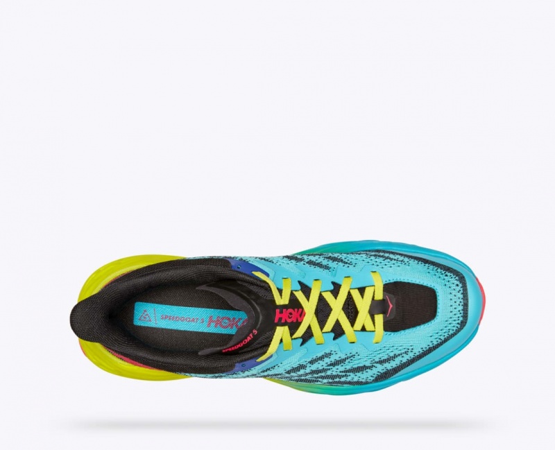 Chaussure Trail Running HOKA Speedgoat 5 Homme Turquoise Noir Vert | 3416JTURA