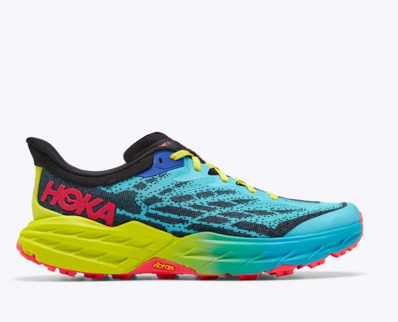 Chaussure Trail Running HOKA Speedgoat 5 Homme Turquoise Noir Vert | 3416JTURA