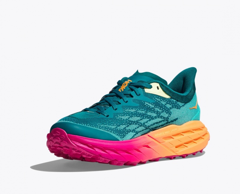 Chaussure Trail Running HOKA Speedgoat 5 Homme Turquoise Foncé Rose Orange | 1763TCXFD