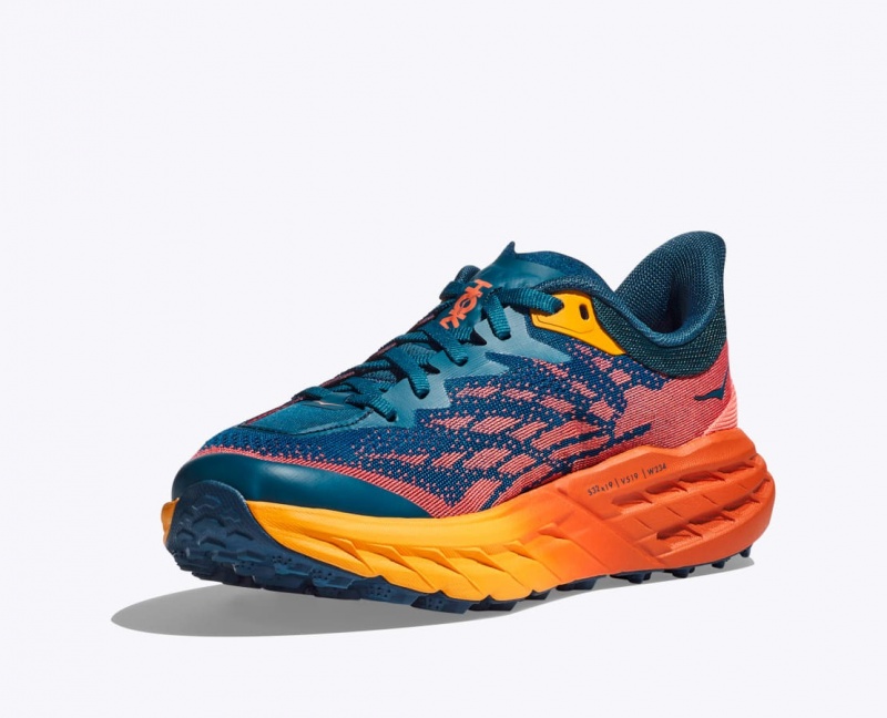 Chaussure Trail Running HOKA Speedgoat 5 Femme Bleu Foncé Orange | 9625MRQNU