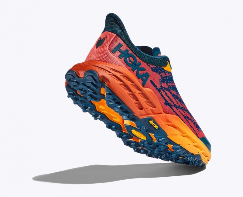 Chaussure Trail Running HOKA Speedgoat 5 Femme Bleu Foncé Orange | 9625MRQNU