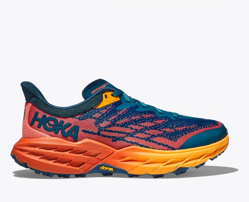 Chaussure Trail Running HOKA Speedgoat 5 Femme Bleu Foncé Orange | 9625MRQNU