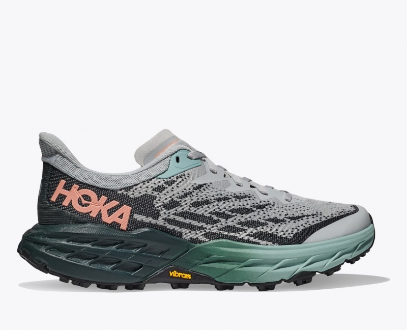 Chaussure Trail Running HOKA Speedgoat 5 Femme Grise Noir | 7659ICBLK