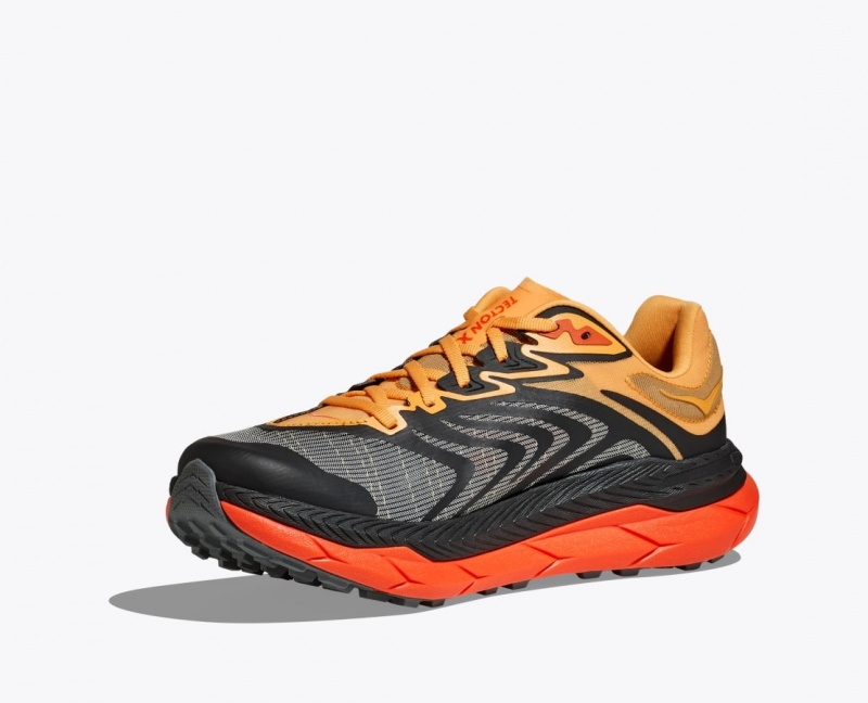 Chaussure Trail Running HOKA Tecton X 2 Homme Noir Orange Rouge | 4176AMZXL