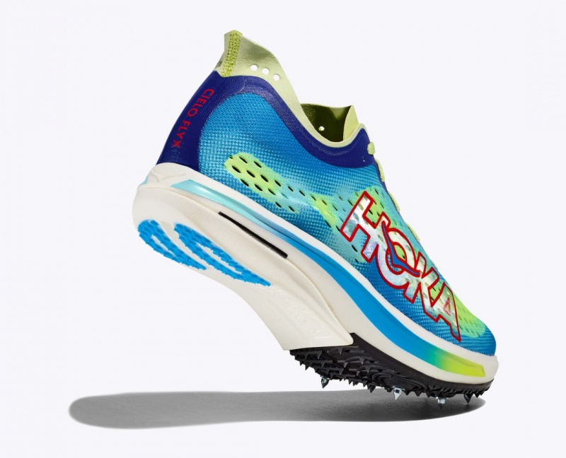 Chaussure d'Athlétisme HOKA Cielo FLYX Femme Vert Bleu | 9067ZJOYA