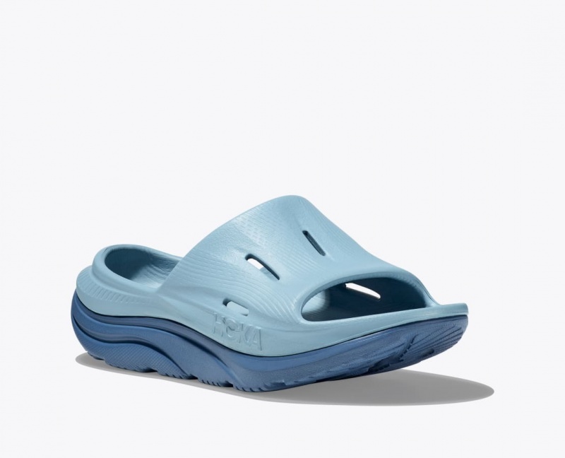 Claquette HOKA Ora Recovery 3 Enfant Bleu Clair Bleu Foncé | 1907JQIKT