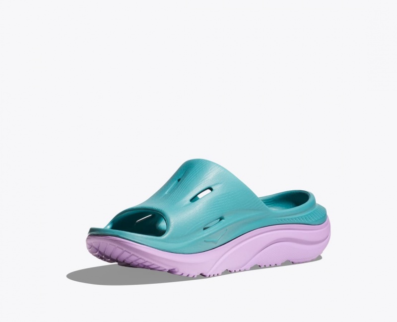 Claquette HOKA Ora Recovery 3 Enfant Turquoise Violette Clair | 9230SRZDI