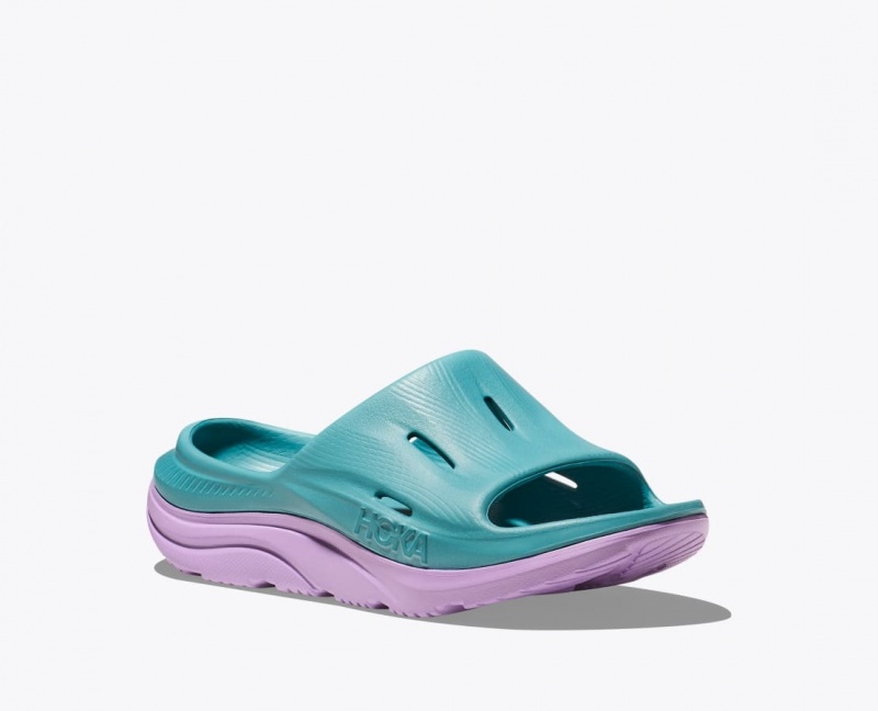 Claquette HOKA Ora Recovery 3 Enfant Turquoise Violette Clair | 9230SRZDI