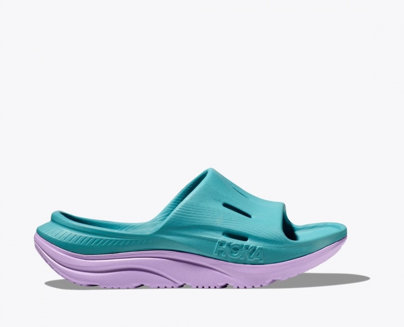 Claquette HOKA Ora Recovery 3 Enfant Turquoise Violette Clair | 9230SRZDI