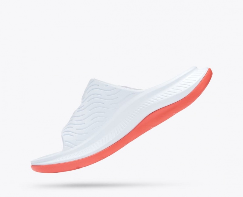 Slide HOKA Ora Luxe Homme Blanche Orange Bleu | 8652USFEA