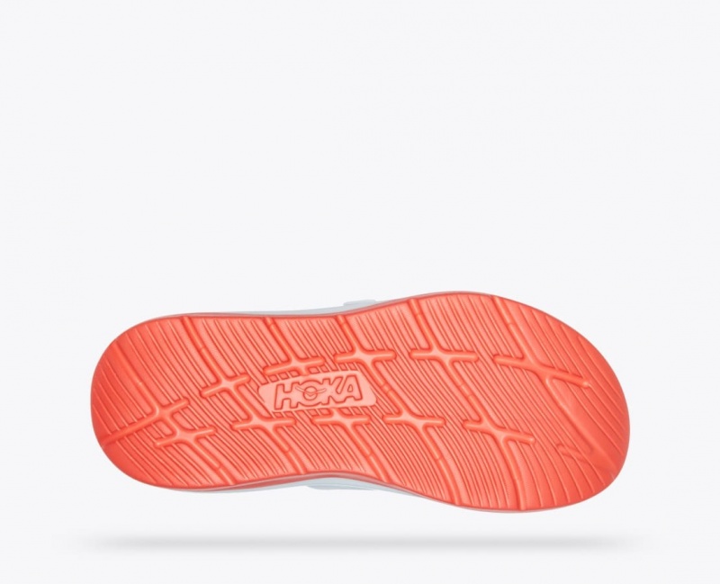 Slide HOKA Ora Luxe Homme Blanche Orange Bleu | 8652USFEA