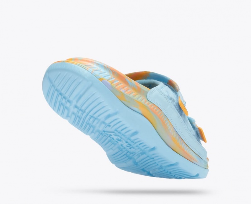 Slide HOKA Ora Luxe Homme Bleu Clair Orange | 4135ASIOM