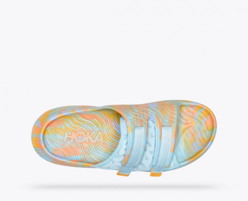 Slide HOKA Ora Luxe Homme Bleu Clair Orange | 4135ASIOM