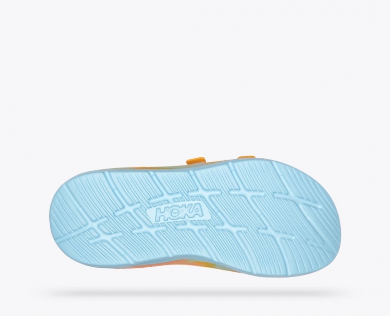 Slide HOKA Ora Luxe Homme Bleu Clair Orange | 4135ASIOM