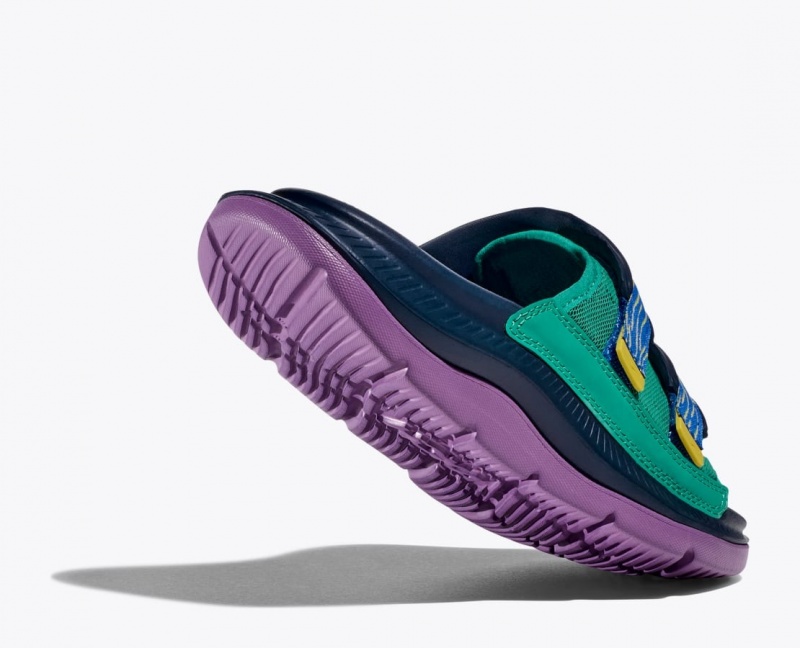 Slide HOKA Ora Luxe Homme Bleu Foncé Vert Violette | 2074RLITV