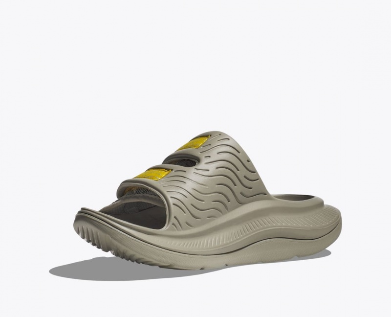 Slide HOKA Ora Luxe Homme Kaki Jaune | 1536HAWKG