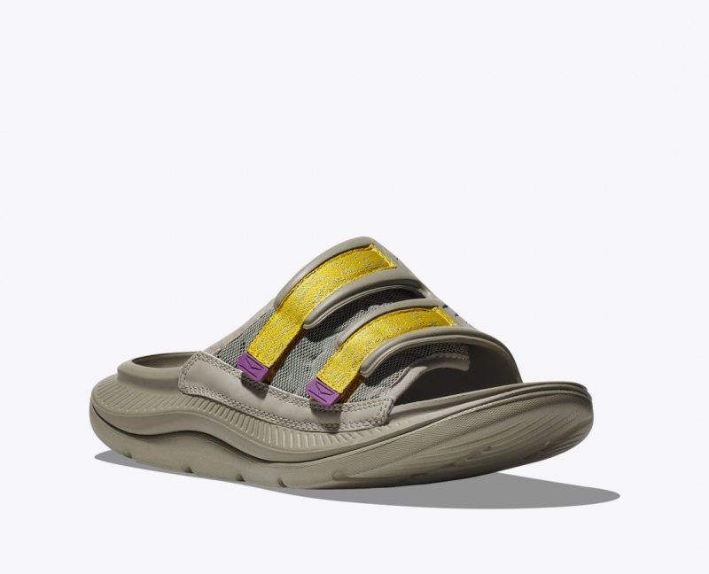 Slide HOKA Ora Luxe Homme Kaki Jaune | 1536HAWKG