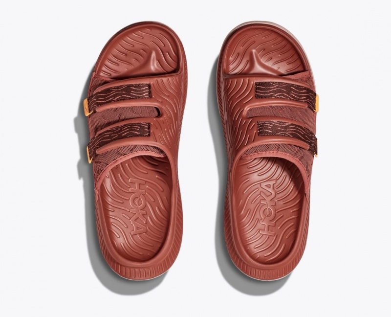 Slide HOKA Ora Luxe Homme Rouge Marron | 7803KSFJO