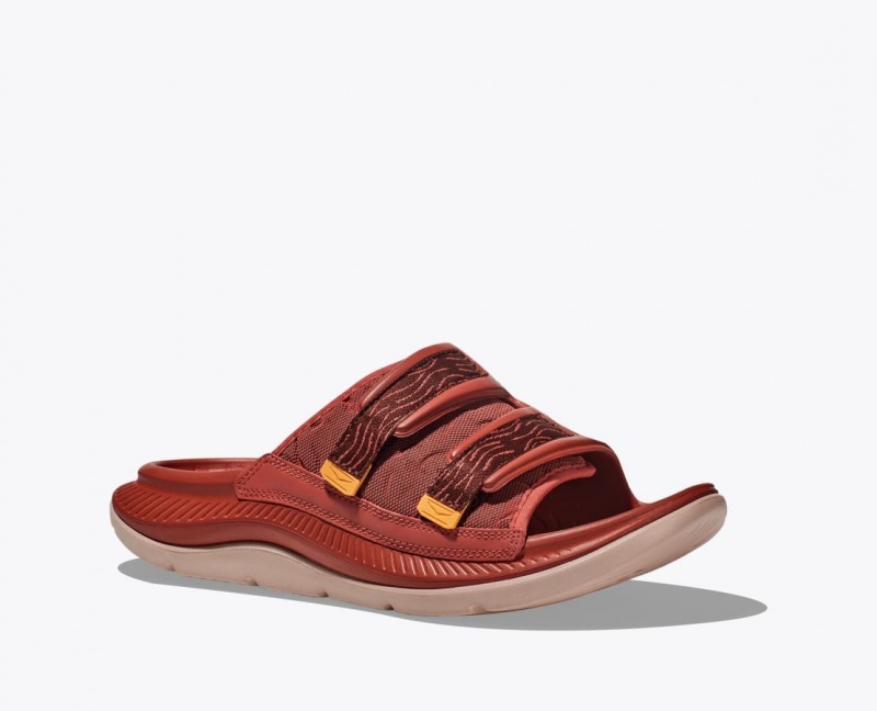 Slide HOKA Ora Luxe Homme Rouge Marron | 7803KSFJO