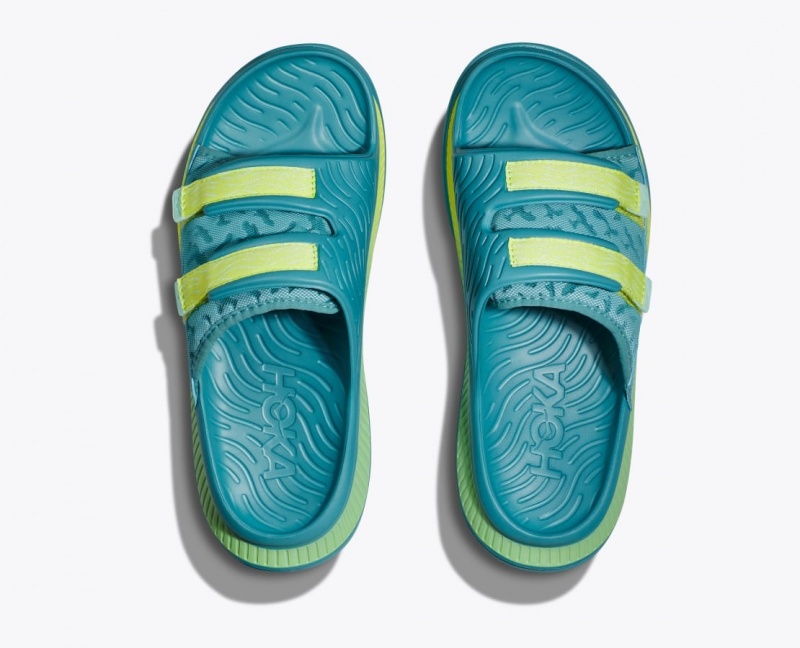 Slide HOKA Ora Luxe Homme Turquoise | 6053JGOAE