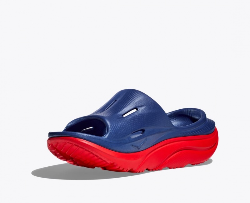 Slide HOKA Ora Recovery 3 Femme Bleu Marine Rouge | 2594UGDPA