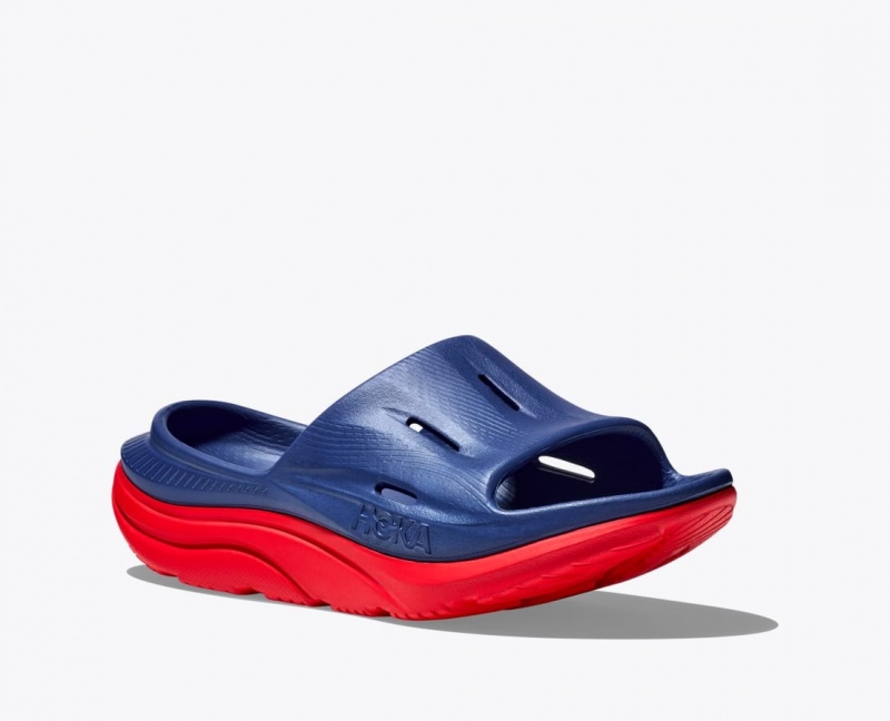 Slide HOKA Ora Recovery 3 Femme Bleu Marine Rouge | 2594UGDPA