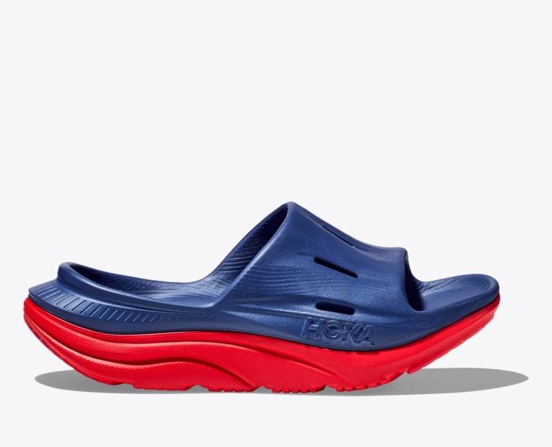 Slide HOKA Ora Recovery 3 Femme Bleu Marine Rouge | 2594UGDPA