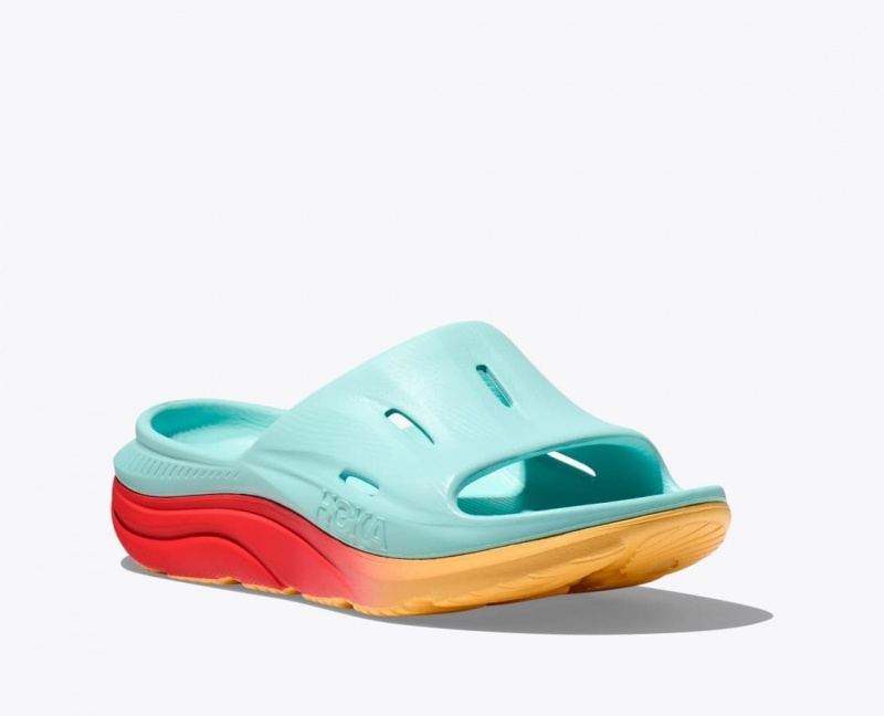 Slide HOKA Ora Recovery 3 Femme Turquoise Clair Orange | 9571DINHQ